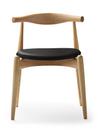 CH20 Elbow Chair, Lacquered oak, Leather black