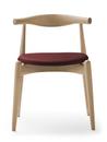 CH20 Elbow Chair, White oiled oak, Leather burgundy