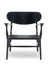 CH22 Lounge Chair, Black lacquered oak, black paper yarn