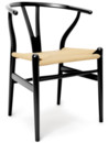 CH24 Wishbone Chair, Black lacquered beech, Nature mesh