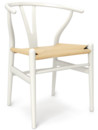 CH24 Wishbone Chair, White lacquered beech, Nature mesh