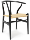 CH24 Wishbone Chair, Black lacquered oak, Nature mesh