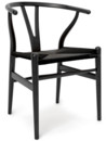 CH24 Wishbone Chair, Black lacquered oak, Black mesh
