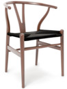 CH24 Wishbone Chair, Lacquered walnut, Black mesh