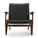 CH25 Lounge Chair, Lacquered walnut, Black