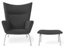 CH445 Wing Chair, Talus, With footstool