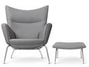 CH445 Wing Chair, Passion - dark grey, With footstool