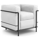 2 Fauteuil Grand Confort, petit modèle, Matt black lacqured, Leather Scozia, White