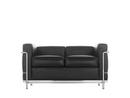 2 Fauteuil Grand Confort, petit modèle, deux/trois places, Two-seater, Chrome-plated, Leather Scozia, Graphite black