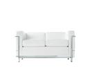 LC2 Sofa, Two-seater, Chrome-plated, Leather Scozia, White
