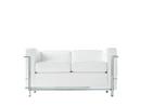 2 Fauteuil Grand Confort, petit modèle, deux/trois places, Two-seater, Chrome-plated, Leather Scozia, White