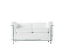 2 Fauteuil Grand Confort, petit modèle, deux/trois places, Two-seater, Chrome-plated, Leather Scozia, White