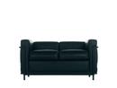 LC2 Sofa, Two-seater, Matt black lacqured, Leather Scozia, Black