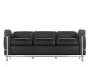 LC2 Sofa, Three-seater, Chrome-plated, Leather Scozia, Black