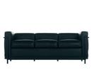 LC2 Sofa, Three-seater, Matt black lacqured, Leather Scozia, Black