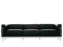 LC3 Sofa, Three-seater, Chrome-plated, Leather Scozia, Black