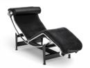 4 Chaise longue à reglage continu, Chrome-plated, Black hide