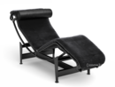 4 Chaise longue à reglage continu, Matt black lacqured, Black hide