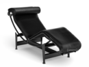 4 Chaise longue à reglage continu, Matt black lacqured, Leather black