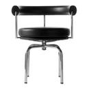LC7 Swivel Chair, Chrome-plated, Leather Scozia, Black
