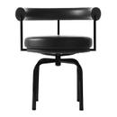 LC7 Swivel Chair, Matt black lacqured, Leather Scozia, Black