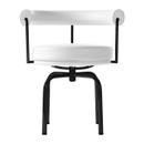 7 Fauteuil tournant, Matt black lacqured, Leather Scozia, White