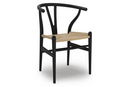 CH24 Wishbone Chair, Black lacquered beech, Nature mesh