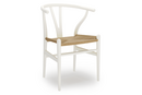 CH24 Wishbone Chair, White lacquered beech, Nature mesh