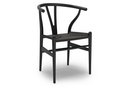 CH24 Wishbone Chair, Black lacquered oak, Black mesh