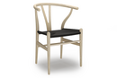 CH24 Wishbone Chair, White oiled ash, Black mesh