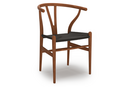 CH24 Wishbone Chair, Lacquered walnut, Black mesh
