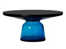 Bell Coffee Table, Black burnished steel, clear varnish, Sapphire blue