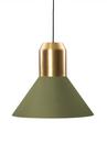 Bell Light, Brass, Green fabric, H 22 x ø 45 cm