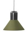 Bell Light, Grey lacquered metal, Green fabric, H 22 x ø 45 cm