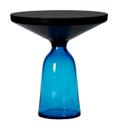 Bell Side Table, Black burnished steel, clear varnish, Sapphire blue