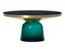 Bell Coffee Table, Brass with clear varnish, Emerald green