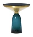 Bell Side Table, Brass with clear varnish, Montana blue