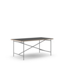 Eiermann 2 Dining Table, Linoleum black (Forbo 4023) with oak edge, 160 x 83 cm, Basalt grey