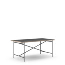 Eiermann 2 Dining Table, Linoleum black (Forbo 4023) with oak edge, 160 x 83 cm, Black