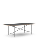 Eiermann 2 Dining Table, Linoleum black (Forbo 4023) with oak edge, 200 x 90 cm, Basalt grey