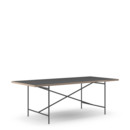 Eiermann 2 Dining Table, Linoleum black (Forbo 4023) with oak edge, 200 x 90 cm, Black