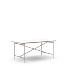 Eiermann 2 Dining Table, White melamine with oak edge, 160 x 83 cm, Chrome