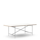 Eiermann 2 Dining Table, White melamine with oak edge, 200 x 90 cm, Chrome