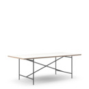 Eiermann 2 Dining Table, White melamine with oak edge, 200 x 90 cm, Black