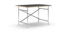 Eiermann Table, Linoleum black (Forbo 4023) with oak edge, 120 x 80 cm, Chrome, Vertical,  offset (Eiermann 2), 100 x 66 cm