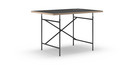Eiermann Table, Linoleum black (Forbo 4023) with oak edge, 120 x 80 cm, Black, Vertical,  offset (Eiermann 2), 80 x 66 cm