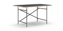 Eiermann Table, Linoleum black (Forbo 4023) with oak edge, 140 x 80 cm, Black, Vertical,  offset (Eiermann 2), 100 x 66 cm