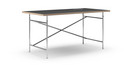 Eiermann Table, Linoleum black (Forbo 4023) with oak edge, 160 x 80 cm, Chrome, Vertical,  offset (Eiermann 2), 135 x 66 cm