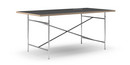 Eiermann Table, Linoleum black (Forbo 4023) with oak edge, 180 x 90 cm, Chrome, Vertical,  centred (Eiermann 2), 135 x 78 cm