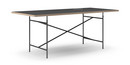 Eiermann Table, Linoleum black (Forbo 4023) with oak edge, 200 x 90 cm, Black, Vertical,  centred (Eiermann 2), 135 x 66 cm